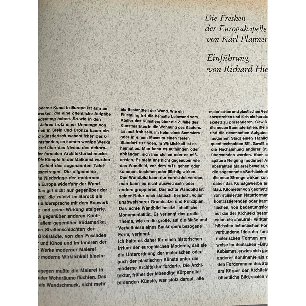 Die Fresken der Europakapelle Hardcover Book Art Karl‎ Plattner